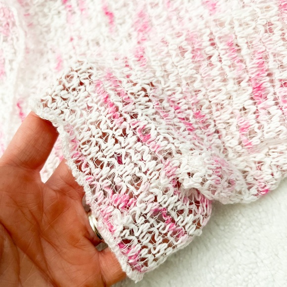 GENERATION LOVE Pink & White Open Knit Sweater - Picture 3 of 8